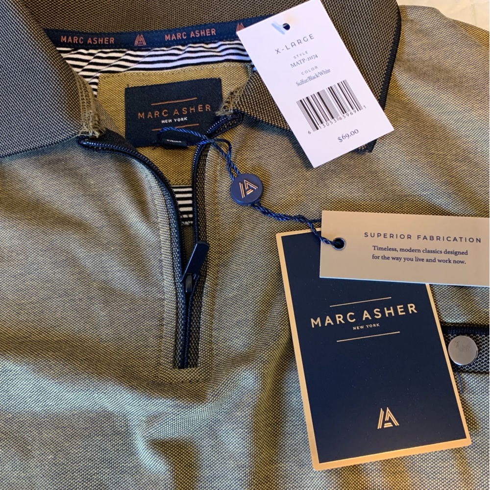 Marc Asher - 1/4 Zip slim fit Polo Shirt - NWT - Picture 3 of 6